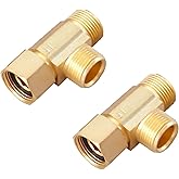 Litorange Lead-Free Brass 3/8 Inch Angle Stop Add-A-Tee Compression Tee Valve, 3/8" Inlet by 3/8" Outlet by 3/8 Inch Outlet, 
