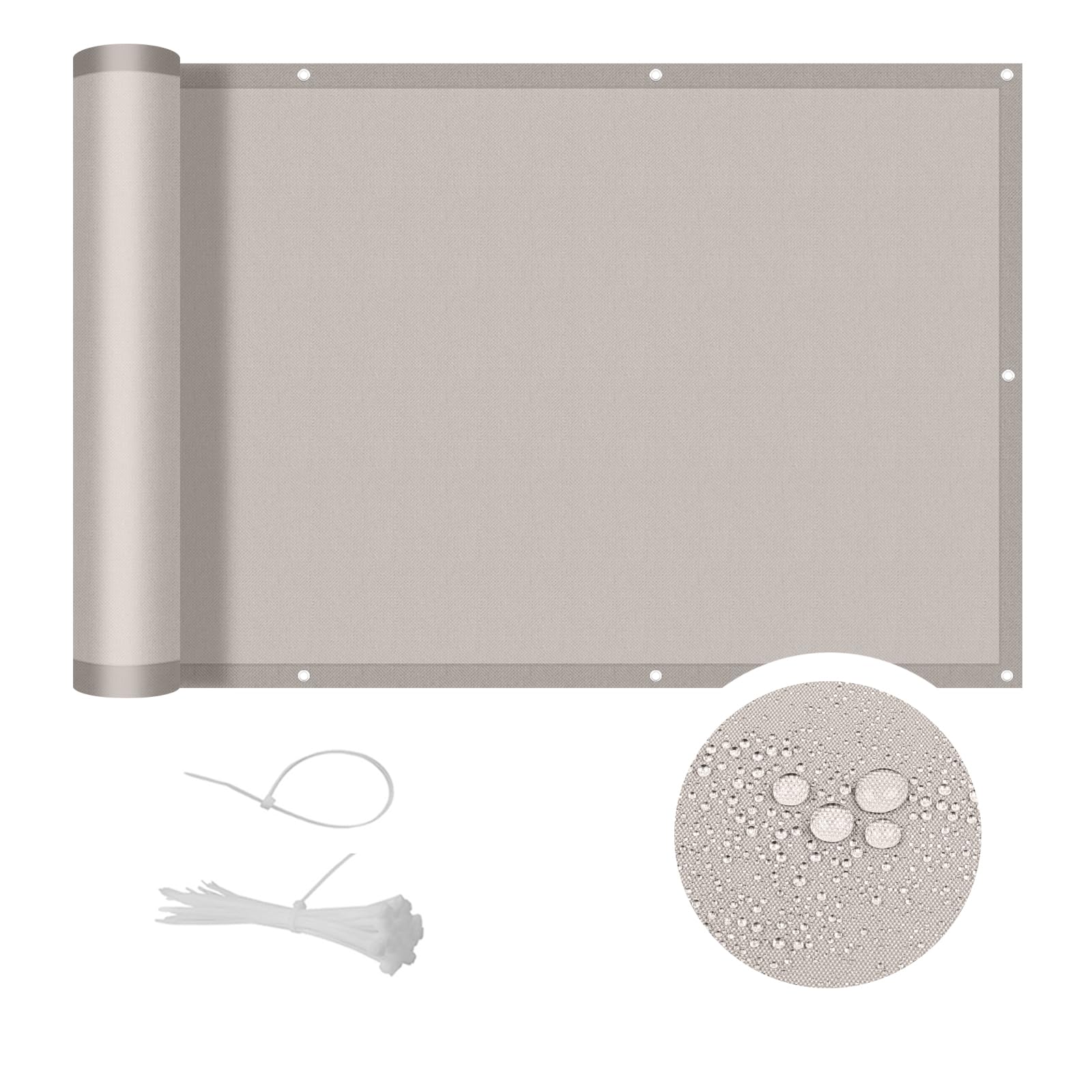 Cool Area balcony privacy screen,PES balcony cover anti-peeping,anti-rain, anti-ultraviolet,90x400 cm,Taupe