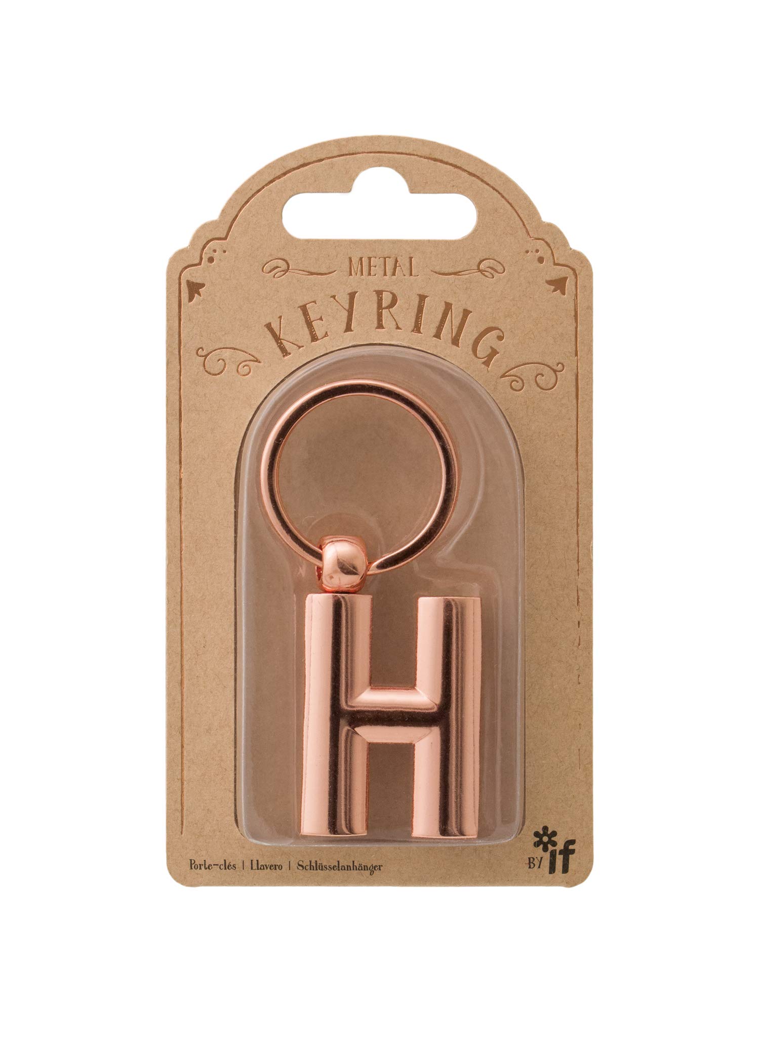 IF Metal Letter Keyring Personalised Alphabet Letters - Rose Gold - H — image 1