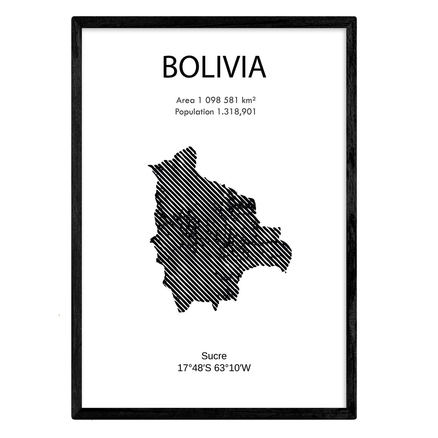 Nacnic Poster of Bolivia. Sheets of countries and continents. A3 size