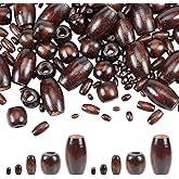 AHANDMAKER 250 Pcs Wooden Beads - Assorted Dyed Natural Tiny Oval Barrel Spacer Beads for Crafts & DIY Jewelry