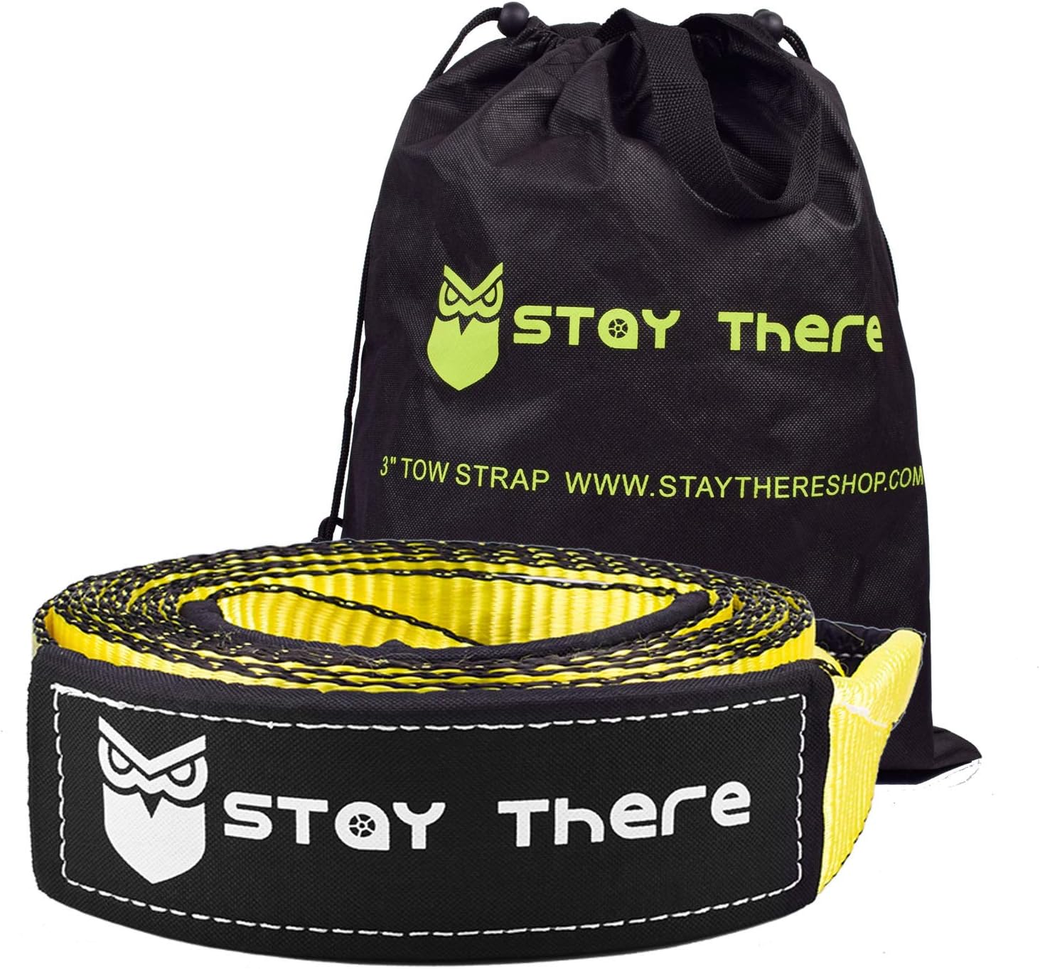 Stay There 3'' x 30ft Tow Recovery Strap, Lab Tested 30000lb Break Strength with Reinforced Loops Built for Off-Roading, mud, Snow and Other Emergency Towing: Automotive