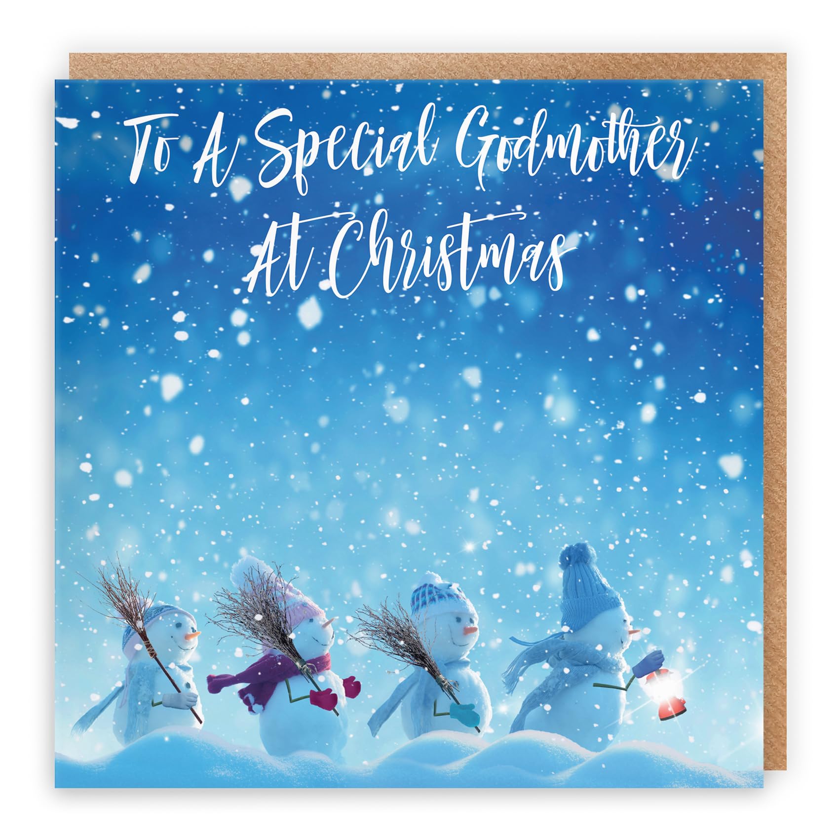 Hunts England - Godmother Christmas Card - To A Special Godmother At Christmas - Snow People Collection - Fun Card