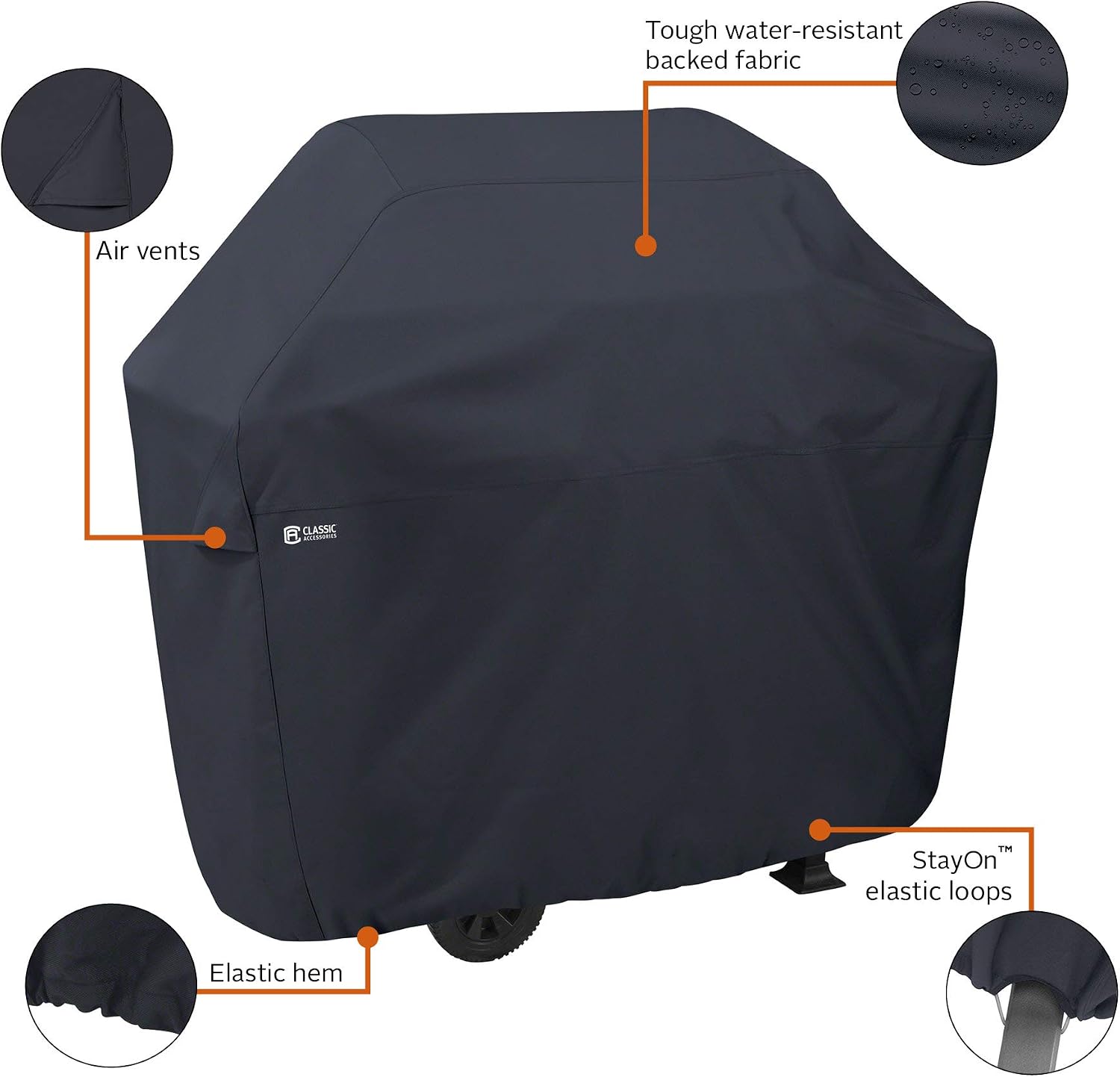 Classic Accessories 55-305-370401-00 Grill Cover, Black, Medium/Small - Image 5
