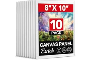 ESRICH Canvas Boards for Painting, 10 Pack Canvases for Painting 8x10 Cotton Primed Acid Free Blank Canvas Panels for Oil Paint, Watercolor, Acrylic Paint, Gouache and Tempera.