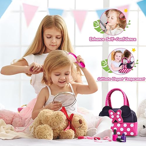Pretend Makeup Kit For Girls 4-6 Pretend Play Purse Set Makeup