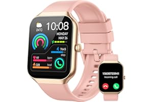JUGEMAN Smart Watch for Men Women (Answer/Make Call), 1.96"HD Smartwatch with Heart Rate/Sleep Monitor/Pedometer, 113+ Sports Fitness Tracker Watches, IP68 Waterproof Activity Tracker for Android iOS-Pink