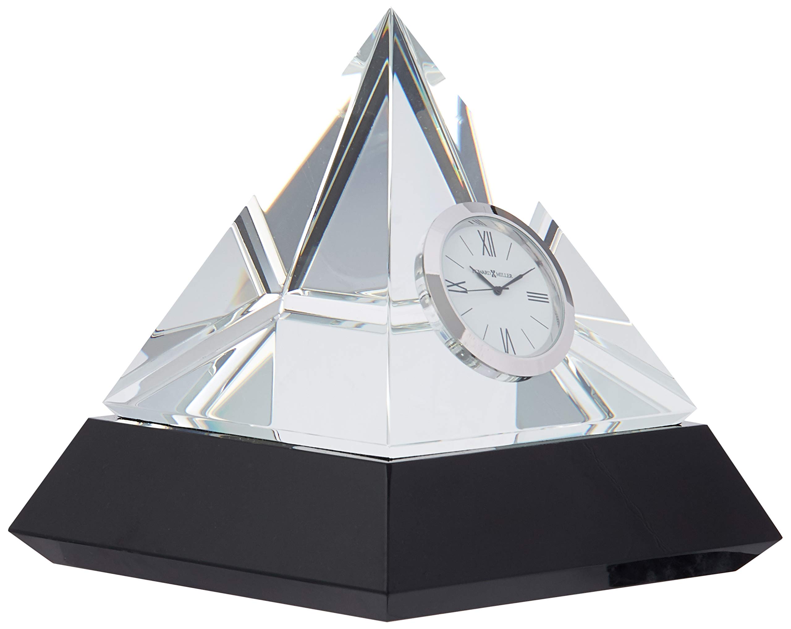 Howard Miller Summit Table Clock 645721 Optical Glass Crystal Pyramid with Quartz Movement