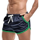 AIMPACT Mens Mesh Shorts Retro 3 Inch Sexy Side Split with Pockets Athletic Workout Running Booty Short Shorts