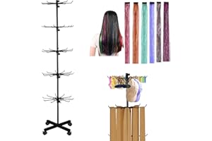 CMXZSAM Braiding Hair Rack with 6 Colors Hair Tinsel Kit, 5 Tier Portable Braiding Rack Stand for Hair, Height Adjustable Hair Extension Holder for Hair Stylists, Home, Salon