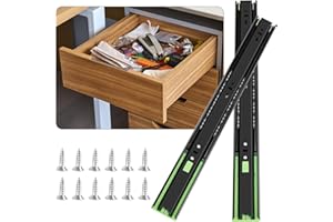 18 inch Soft Close Drawer Slides 6 Pairs Ball Bearing Full Extension Cabinet Drawer Slides 3 fold, Side Mount, 100 LB Capacit