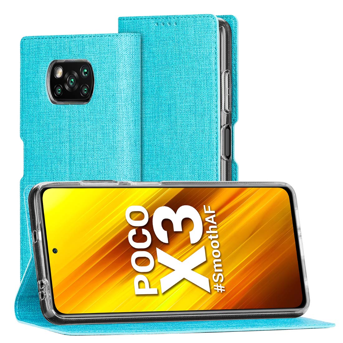 DDJ Case for Xiaomi POCO X3 NFC/POCO X3 Pro Wallet Style Pu Leather Lightweight Full Protection Case for Xiaomi POCO X3 NFC/POCO X3 Pro (Blue)