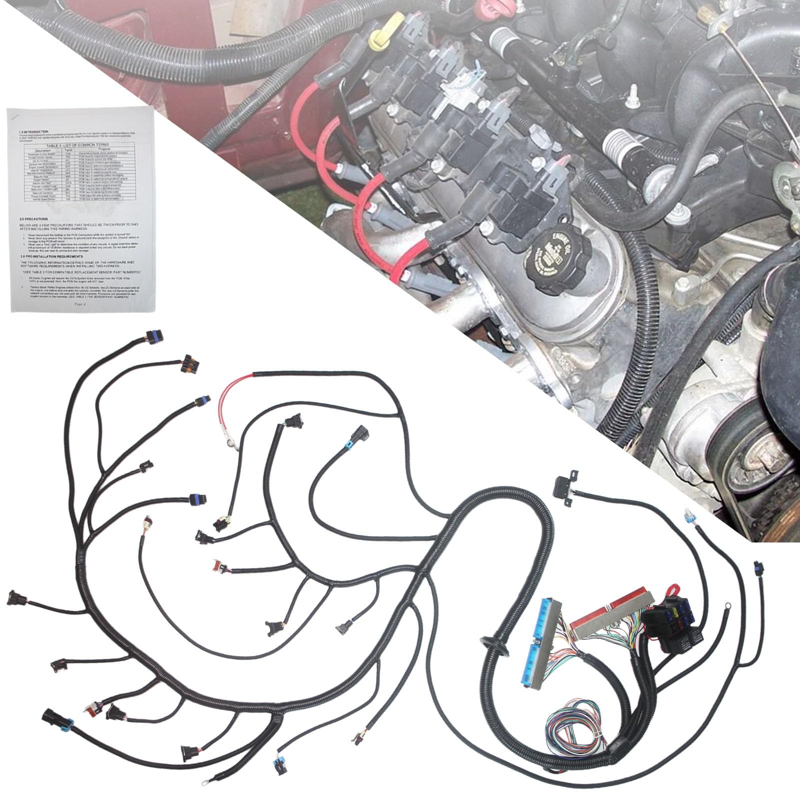 Photo 1 of PPNZQAUT T56 DBC LS1 LS6 Standalone Wiring Harness Compatible with 1997-2006 LS Drive by Cable (Red/Blue PCM) Vortec Engines 4.8 5.3 6.0 w/ TH400 TH350 700R4 Manual Transmissions EV1 Fuel Injector