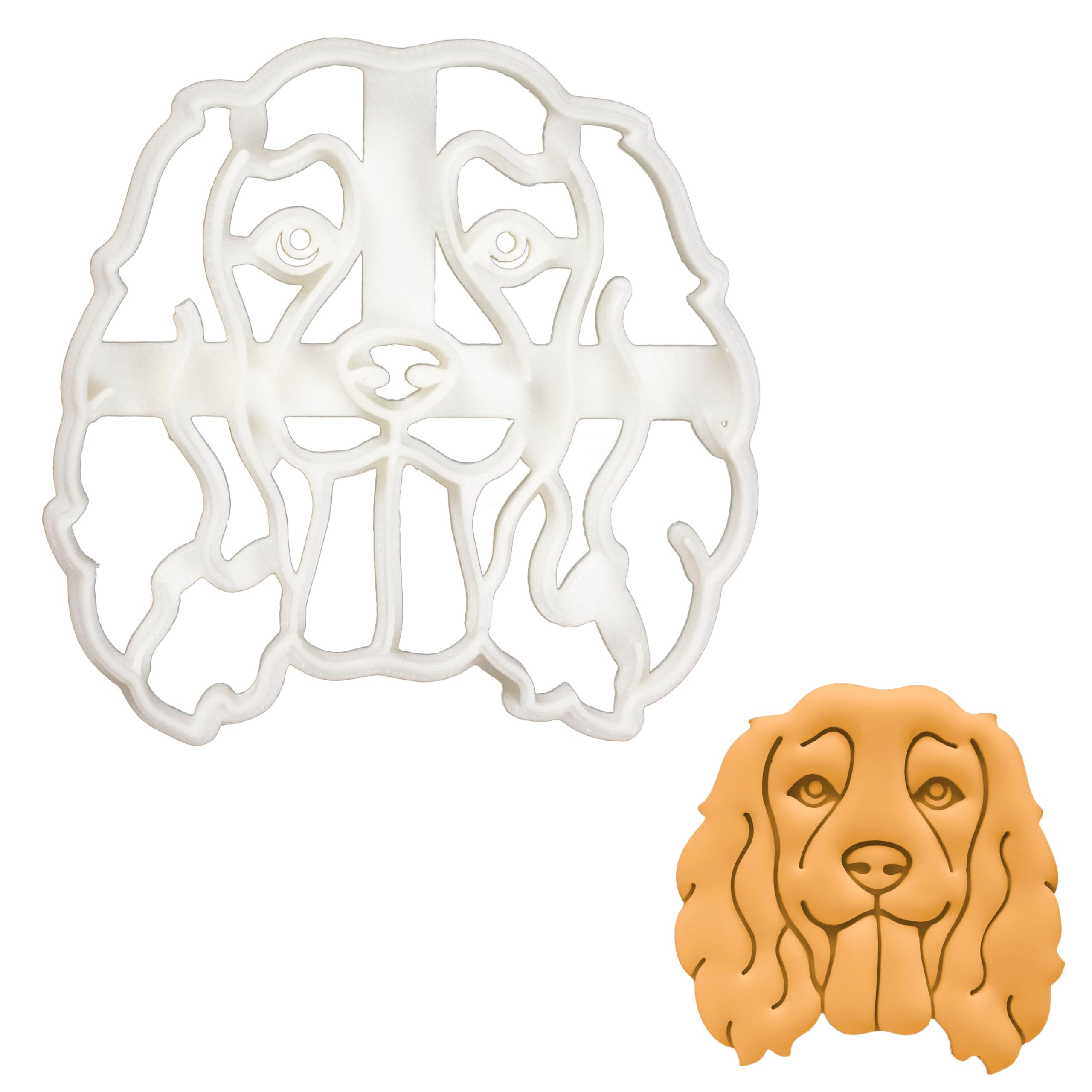 BAKERLOGY Working Cocker Spaniel Face Cookie Cutter - Detailed Biscuit Cutter Design for Baking and Crafts, Ideal on Fondant, Dough, Clay