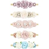 Cinaci 5 Pack Delicate Floral Flower Nylon Headbands Hair Bands Accessories for Baby Girls Newborns Infants Toddlers Kids (5 Pack S4)