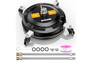 EVEAGE 14.5" Pressure Washer Surface Cleaner,Stainless Steel Pressure Washer Accessories 4 Weels & 1/4" Quick Connector,4000 PSI Power Washer for Driveway (Black, 14.5inch)