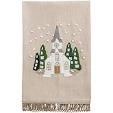 Mud Pie Christmas Church White Christmas Embroidered Towel