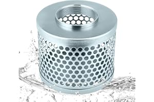 Tujoe 3 Inch Round Hole Suction Strainer Filter Carbon Steel Plated Npt Thread Hose Water Pump Inlet Strainer for Remove Debris Trash Reduces Solids Entering