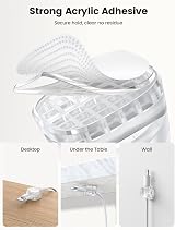 Lamicall 6 Pack Spring Cable Holder Clips Transparent 8mm No-Residue Adhesive view 4