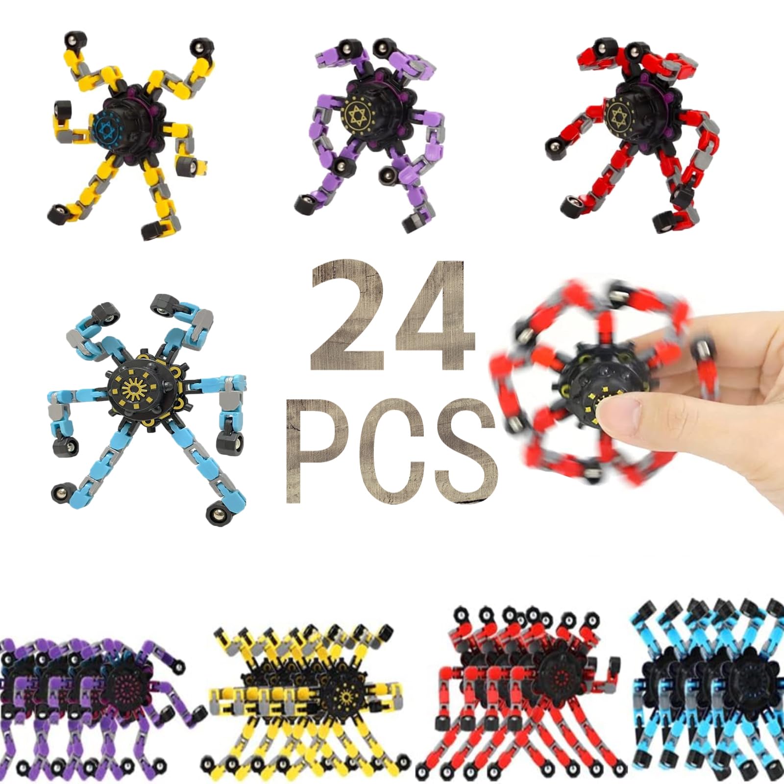 24 PcsTransformable Fidget Spinners for Kids and