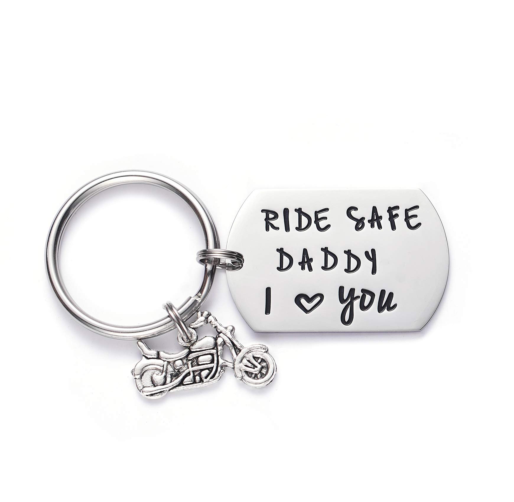 LParkin Dad Keyring Motorcycle Keychains Drive Safe Keychain Ride Safe Daddy I Love You Gift For Father