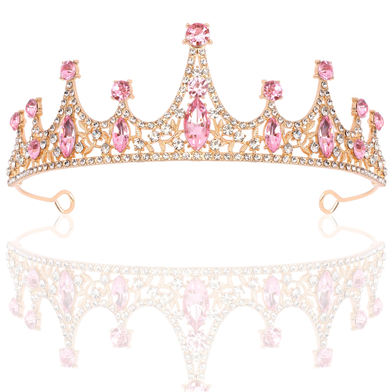 Photo 1 of Canitor Pink Tiaras Crowns for Women Girl Sleeping Beauty Bubblegum Bridal Headband Queen Princess Quinceanera Head Pieces for Wedding Birthday Prom Pageant Party Hair Accessories