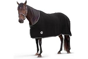 Jeffers Equine Elite Fleece Horse Cooler Blanket, 72 Inch – Soft, Adjustable Fit, Lightweight, Easy Care, Moisture Wicking Cooling Sheet with Surcingle for Post Exercise, Travel for Horses – Black