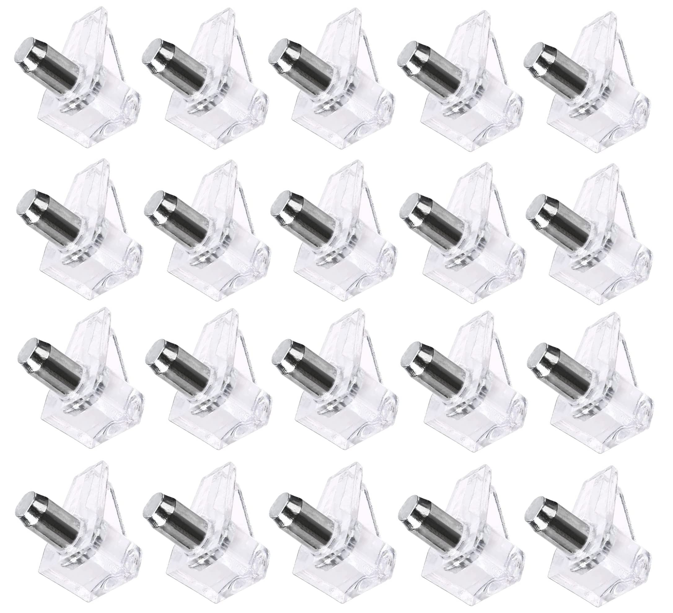 TERF® Spade Type Clear Plastic with Metal Push In Furniture Shelf Support Pegs Pins for Kitchen Cabinet Wardrobe Bookcase Closet Glass Shelve and Furniture Shelf Support Use - Pack of 50