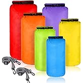Shappy 6 Pcs Waterproof Dry Bag Set 6 Size Lightweight Sack and Long Adjustable Shoulder Strap 20/15/10/8/5/3l Outdoor Keep Gear Stuff Sack for Kayaking Camping Backpacking Boat Hiking