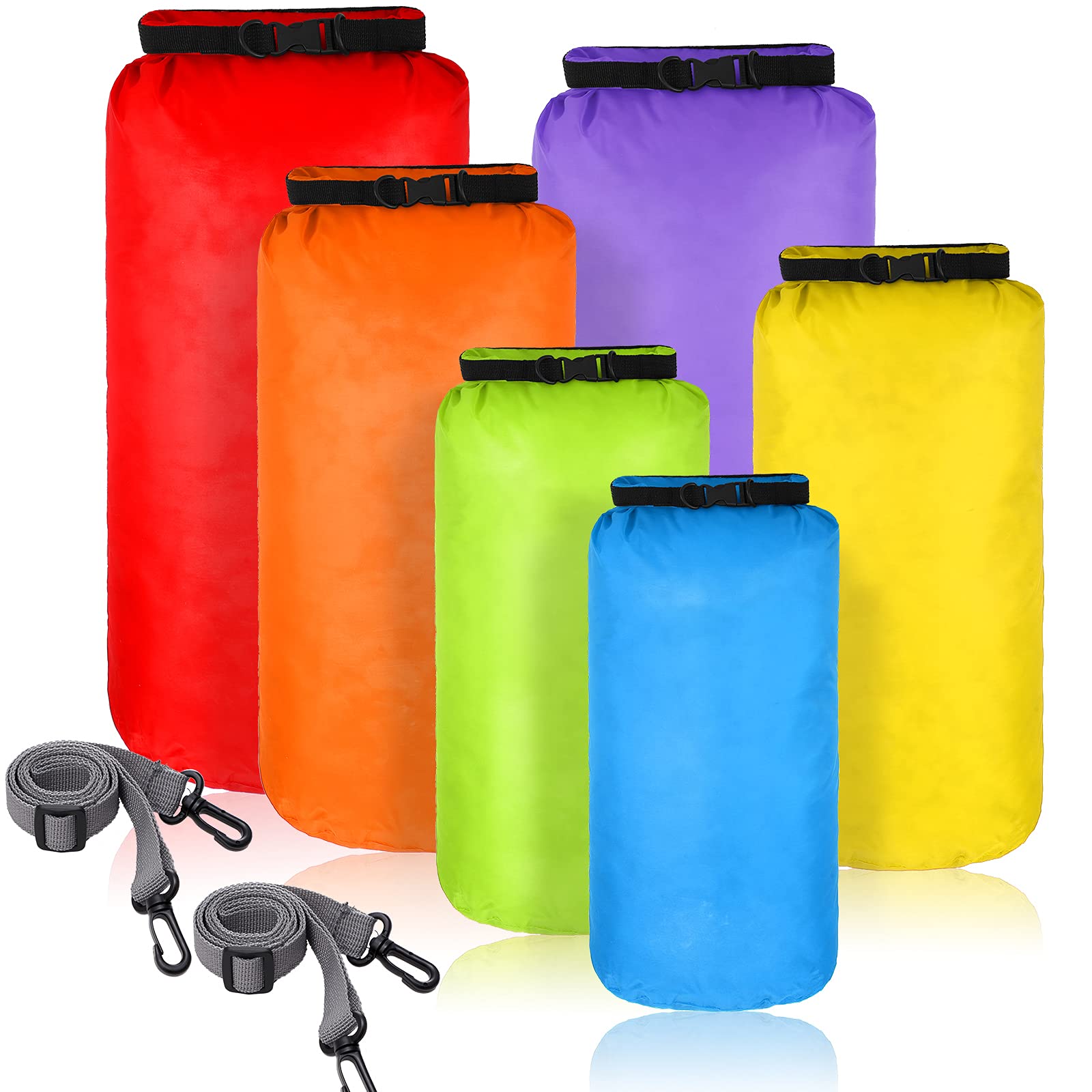 Photo 1 of Shappy 6 Pcs Waterproof Dry Bag Set 6 Size Lightweight Sack and Long Adjustable Shoulder Strap 20/15/10/8/5/3l Outdoor Keep Gear Stuff Sack for Kayaking Camping Backpacking Boat Hiking(Colorful)