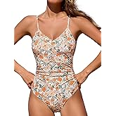CUPSHE Women's One Piece Swimsuits Bathing Suits Cutout V Neck Tummy Control Adjustable Straps O Ring
