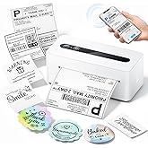TATTMUSE Bluetooth Thermal Label Printer, 4X6 Shipping Label Printer for Small Business, Wide Format Plotter Printer Compatible with Phone, iOS, Android, Windows, Mac, Amazon, Ebay, Shopify, White