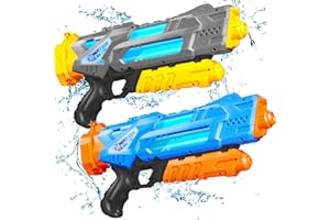 MINUTRY Water Gun for Kids & Adults, 2 Pack Soaker Squirt Guns, 1200CC High Capacity for Kids Ages 4-8 & Ages 8-12 Ideal Gift Toys for Summer Outdoor Swimming Pool Beach Water Fighting- Yellow/Blue