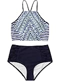 SOLYHUX Women's Floral Top High Waist Bottom Padding Bikini Set