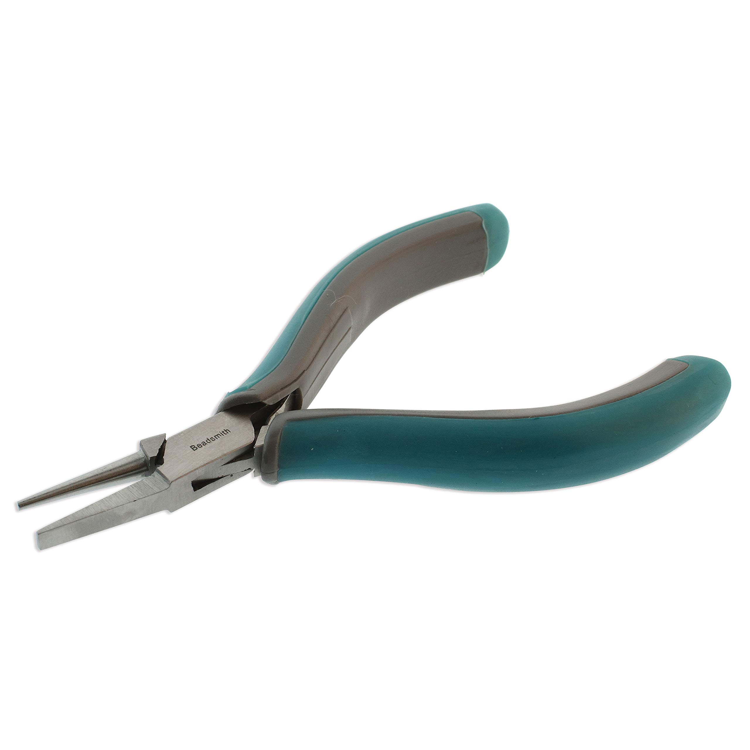 The Beadsmith Simply Modern Half Round/Half Flat Nose Pliers, 5.75 inches (145mm) with polished steel head, comfortable contoured grip handles and double-leaf springs, tool for jewelry making