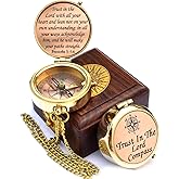 Trust in The Lord With All Your Heart - Proverbs 3:5-6 Quote Engraved Compass With Wooden Box, Greeting Card, Gift Compass, Graduation Day Gifts 2024 for Women Men Boys Girls
