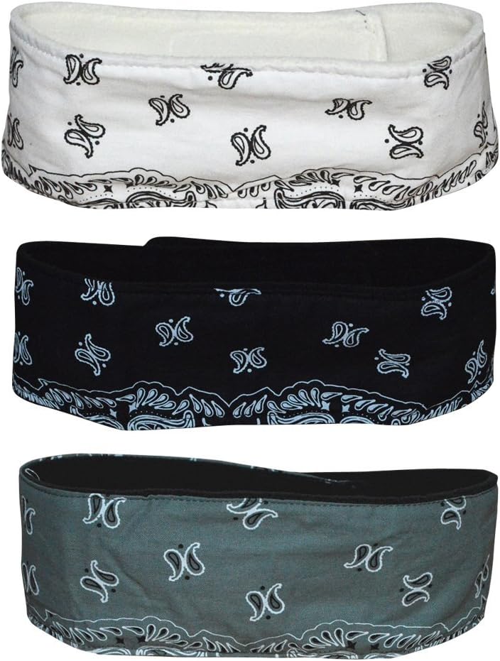 Headbands for Women Sweat Wicking Scarf Bandana Elastic Workout Headband Wrap Pack of 6 (3 Pack (Black White Gray))