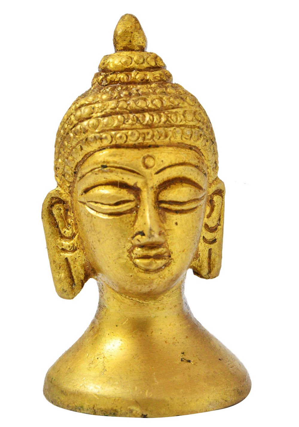Exotic India Buddha Head Small Statue, Brass, Multi-Colour, 1 x 2 x 1-Inch