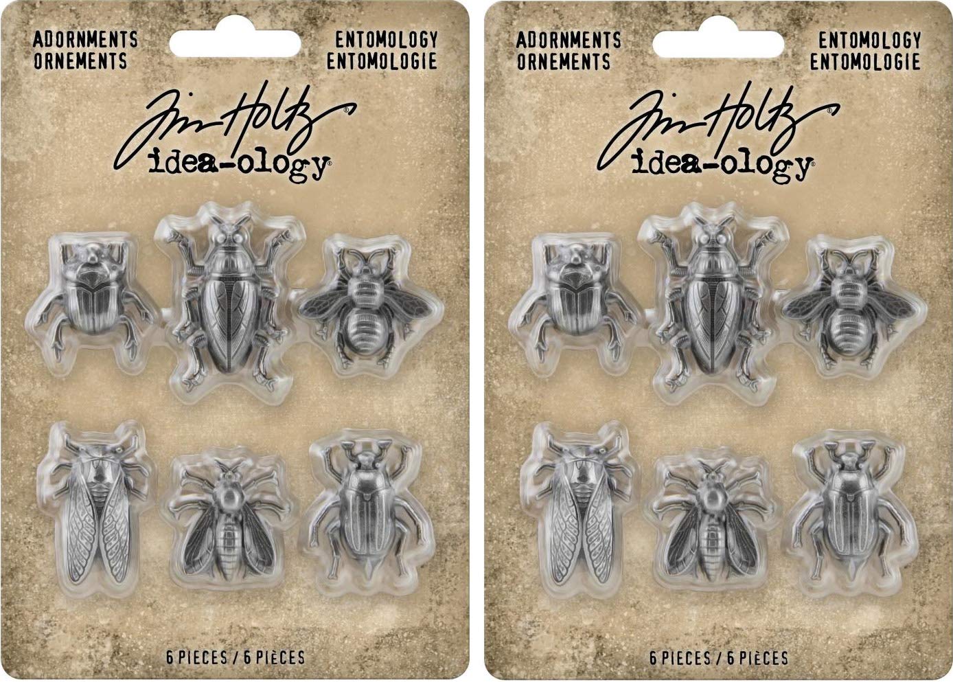 Tim Holtz Idea-Ology 2020 Halloween - Entomology - Insects - Metal Adornments - Bundle of Two Packages