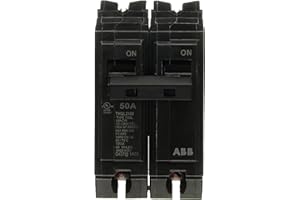 ABB Q-Line® THQL2150 50A Circuit Breaker • 50 Amp Double Pole Breaker, 120/240 VAC, 10 kAIC • Thermal Magnetic Trip • Long-Time & Instantaneous Protection (LI) • Plug-in Mount