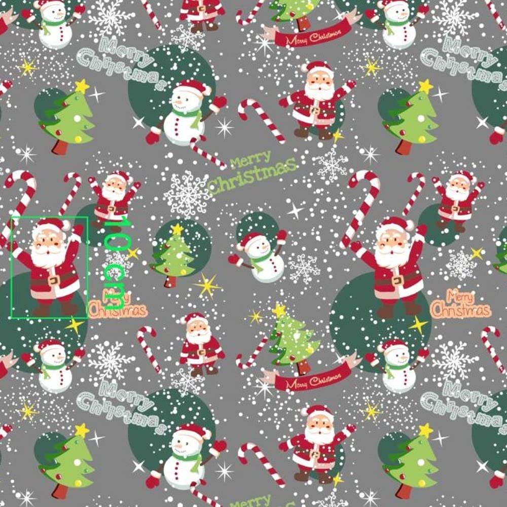 200 x 160 cm 100% Cotton Christmas Cotton Fabric Children Sold by the Metre Craft Sewing Fabric (Santa Snowman Merry Christmas Grey, 200 x 160 cm)