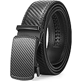 SENDEFN Men's Leather Belt Automatic Ratchet Buckle Slide Belt for Dress Casual Trim to Fit with Gift Box