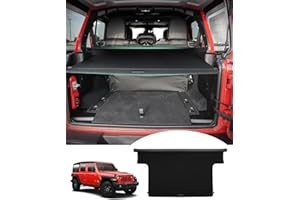 Powerty Cargo Cover for 2018-2023 Jeep Wrangler JL 4 Door Hard Top (Not for 2.0T 4XE & Soft Top) Accessories Trunk Cover Retractable Rear Trunk Security Cover Shielding Shade