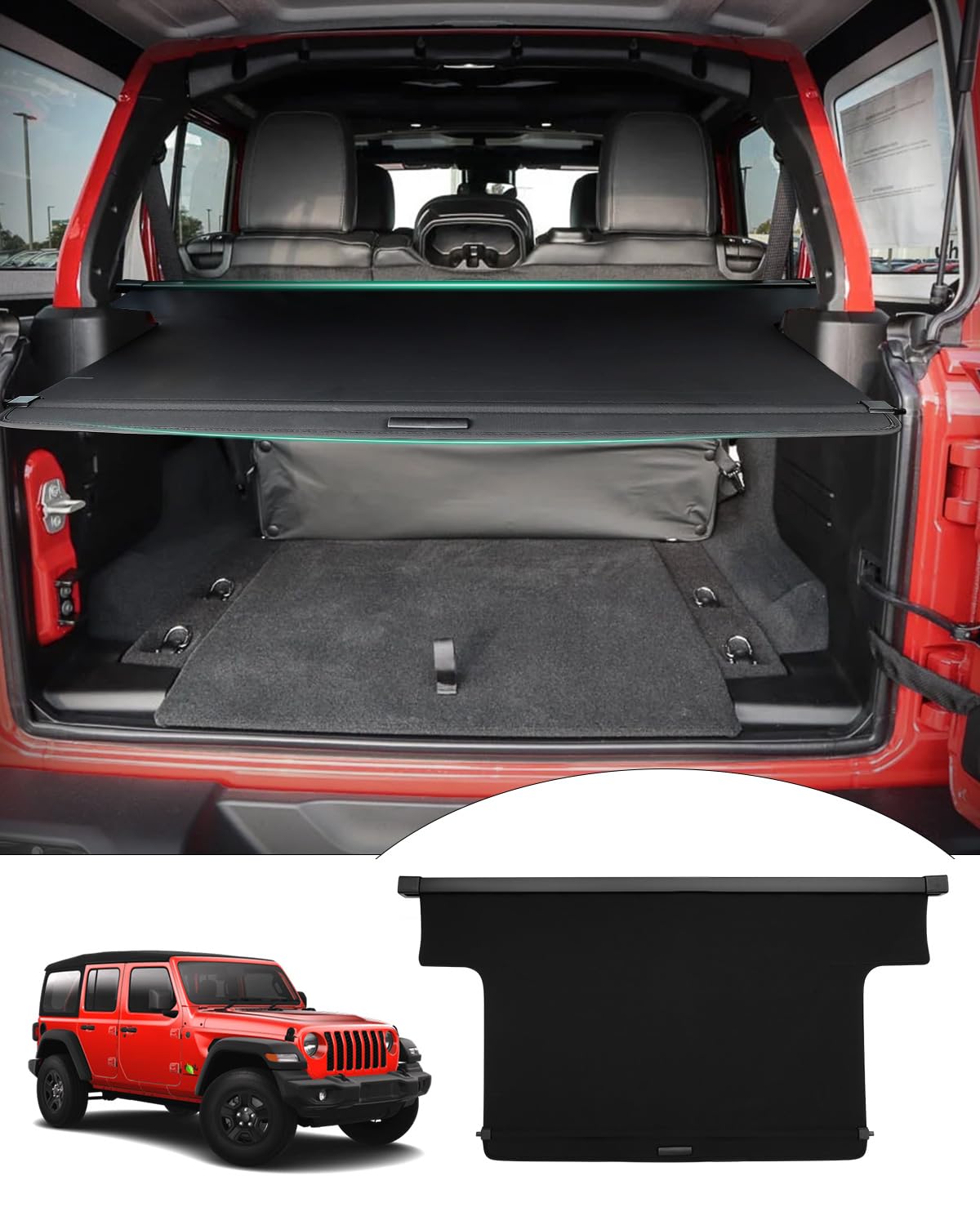 Photo 1 of ***POSSIBLY FOR PARTS (GETS STUCK)**** Powerty Cargo Cover for 2018-2023 Jeep Wrangler JL 4 Door Hard Top (Not for 2.0T 4XE & Soft Top) Accessories Trunk Cover Retractable Rear Trunk Security Cover Shielding Shade