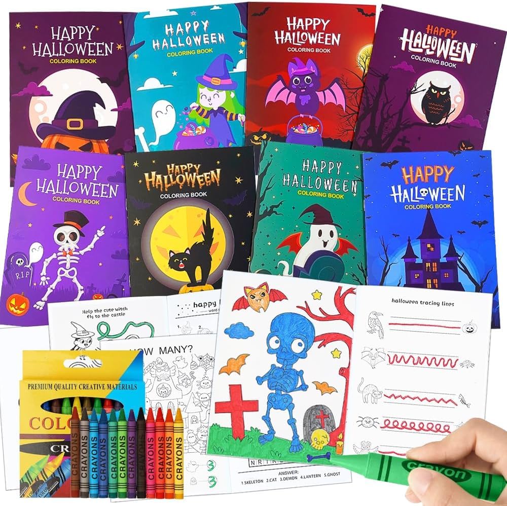 PAIKIUU Water Coloring Books with 12Pcs Painting Pens, Water Colour Paints Sets Water Painting Paper Books for Arts and Crafts Drawing Activities Halloween Birthday