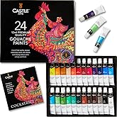 Castle Art Supplies 24 Piece Gouache Tube Set | 24 x 12ml Brilliant, Opaque, Water-Based Colors | Versatile, Easy to Use for 