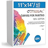 GOTIDEAL Bulk Canvases for Painting, 11x14 inch Value Pack of 20, Gesso Primed White Blank Canvas Boards - 100% Cotton Art Supplies Canvas Panel for Acrylic Paint, Pouring, Oil Paint, Gouache