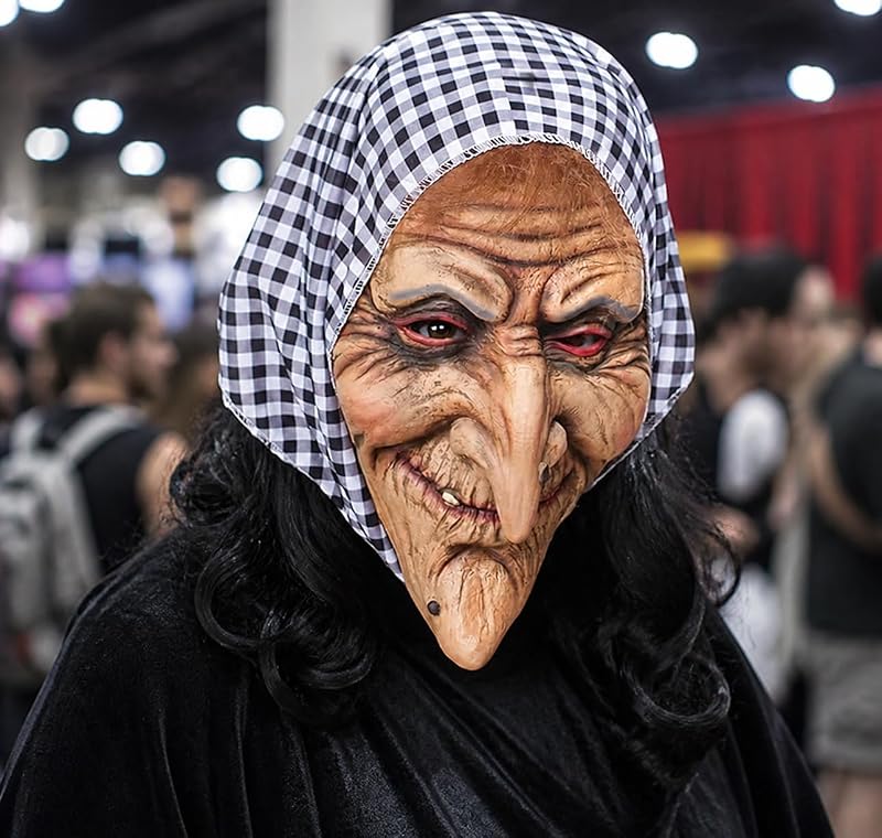 - Latex Kopfmaske Hexe mit Kopftuch für Erwachsene
