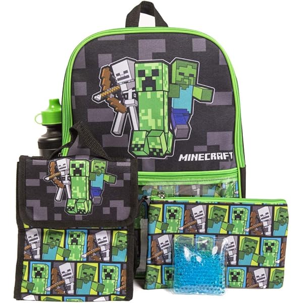 Minecraft バッグセット Amazon.com | Minecraft Backpack with Lunch Box Set - Bundle