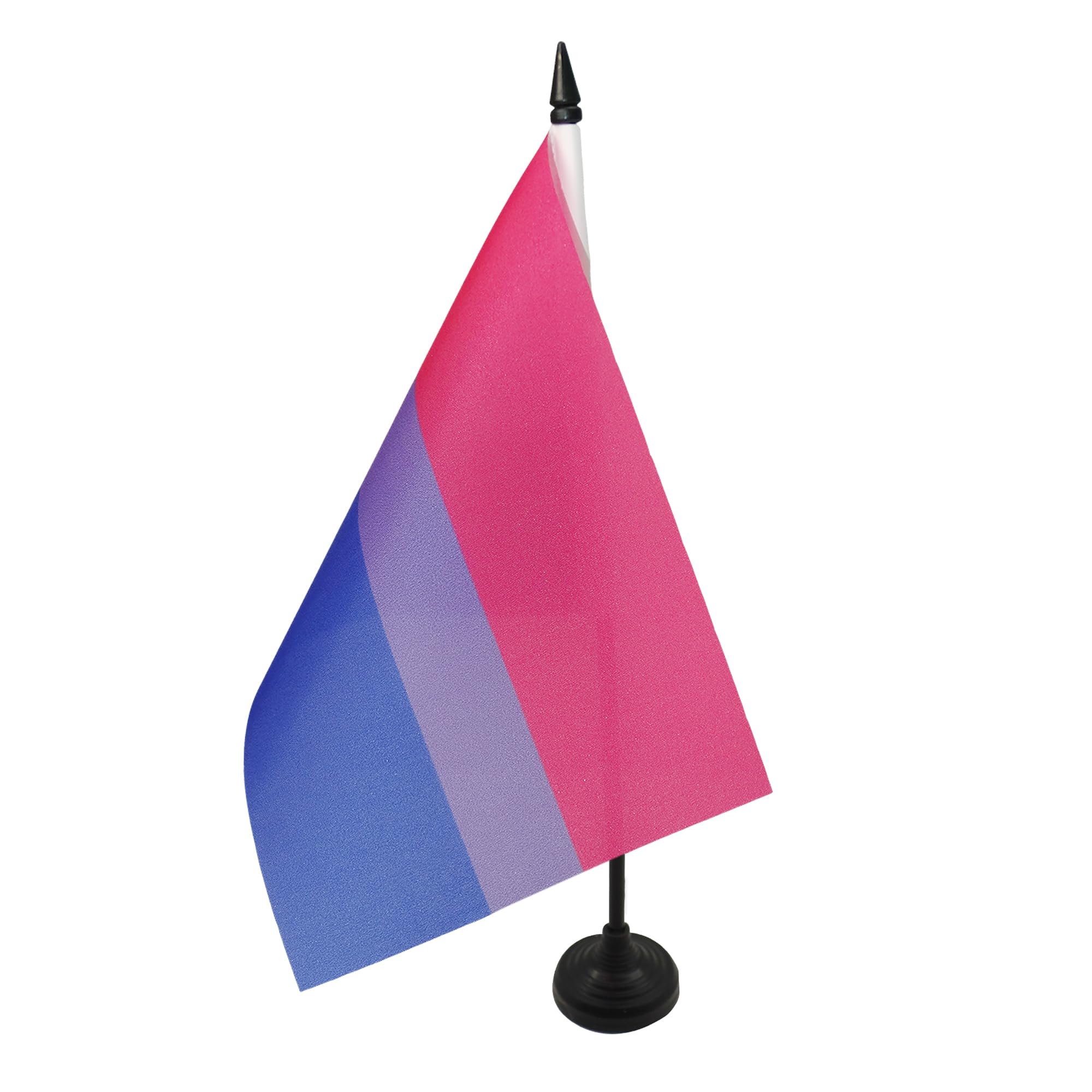 AZ FLAG Bisexuel Table Flag 5'' x 8'' - Bi Pride Office Decoration 100% Polyester 21 x 14 cm - Mini Desk Flag with Pole and Black Plastic Base